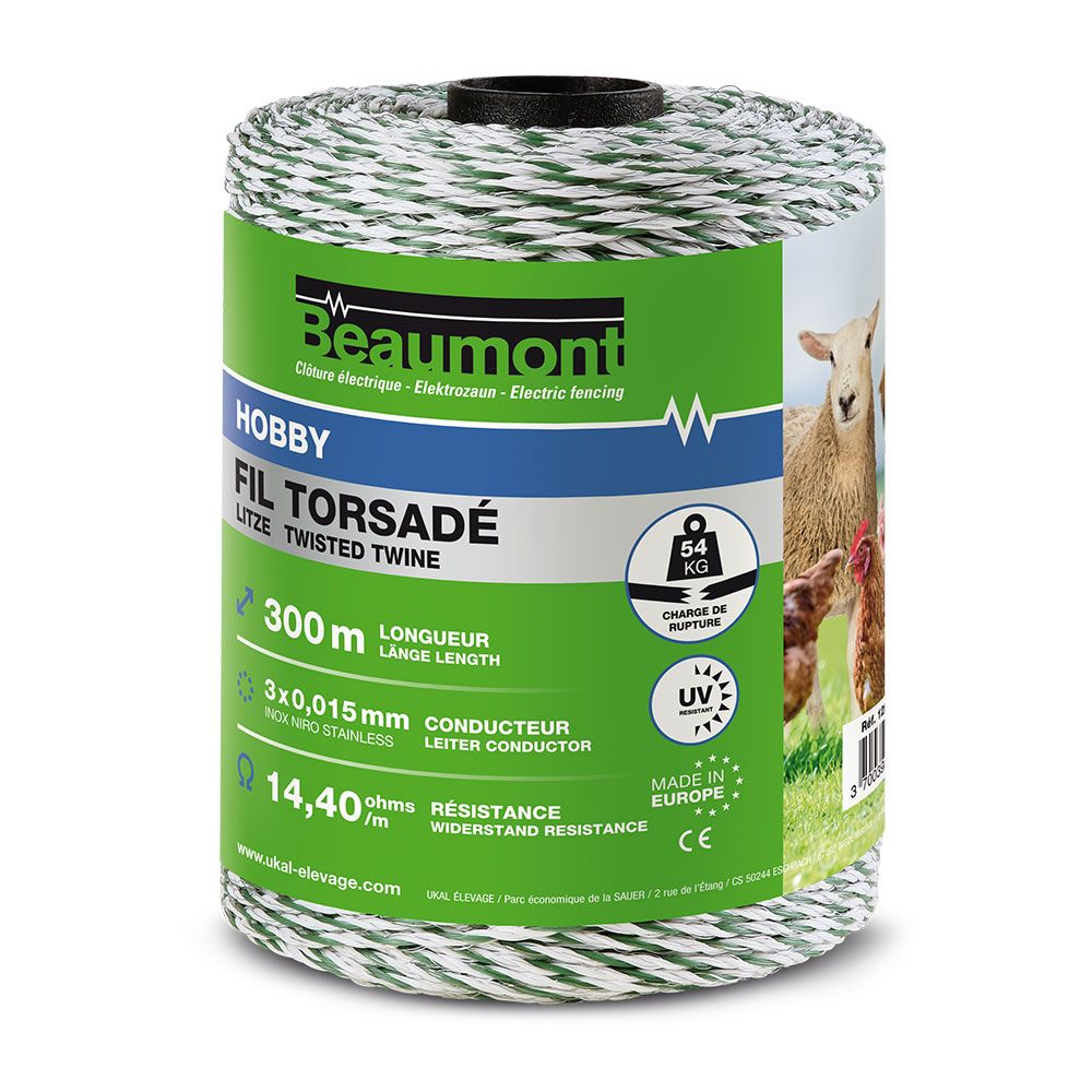  Fil torsadé blanc et vert 300 m HOBBY BEAUMONT