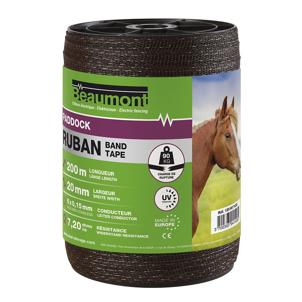 Ruban marron 20 mm / 200 m PADDOCK