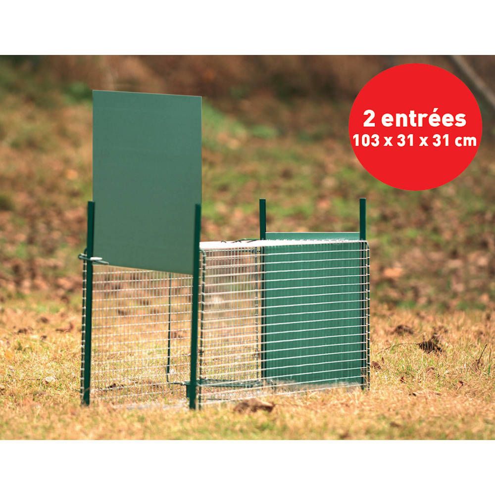 Boîte à fauve avec porte à glissière, 2 entrées, 103 x 31 x 31 cm - BOXTRAP