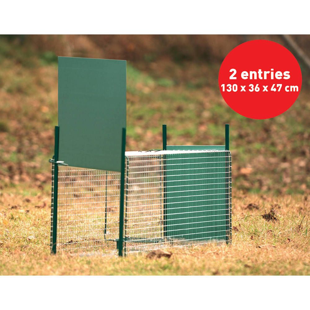 Boîte à fauve avec porte glissière, 2 entrées, 130 x 36 x 47 cm - BOXTRAP