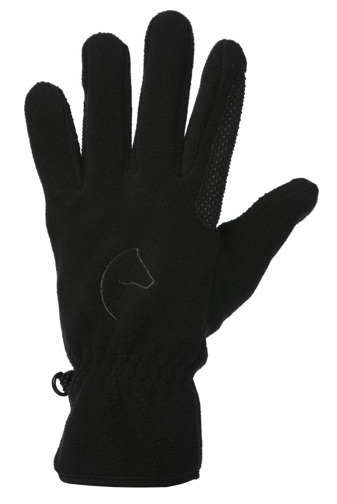 EQUITHÈME Black Picot fleece gloves - XXL