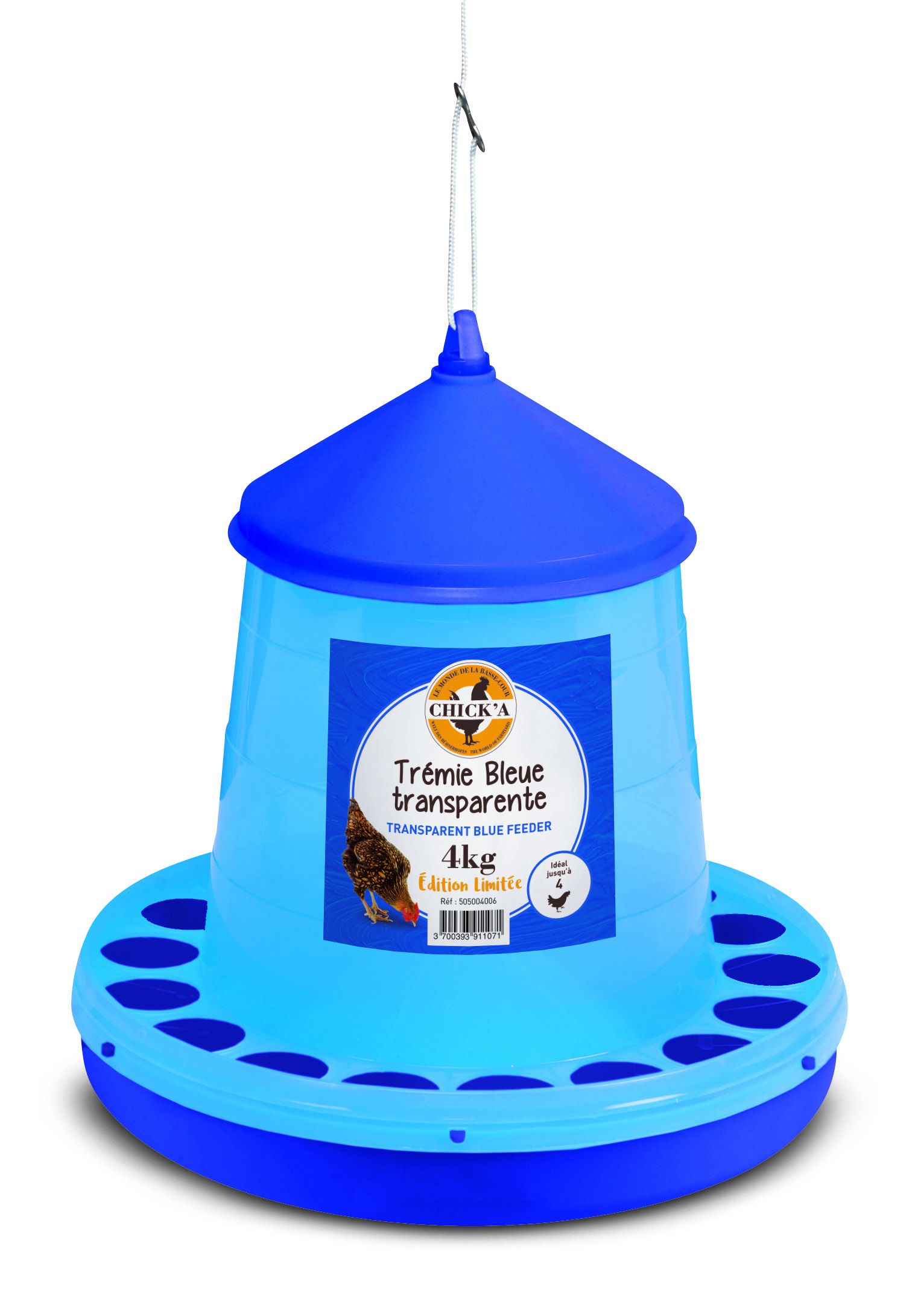 Trémie bleue transparente 4kg 