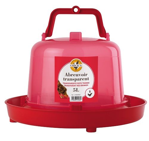 Abreuvoir rouge 5L transparent 