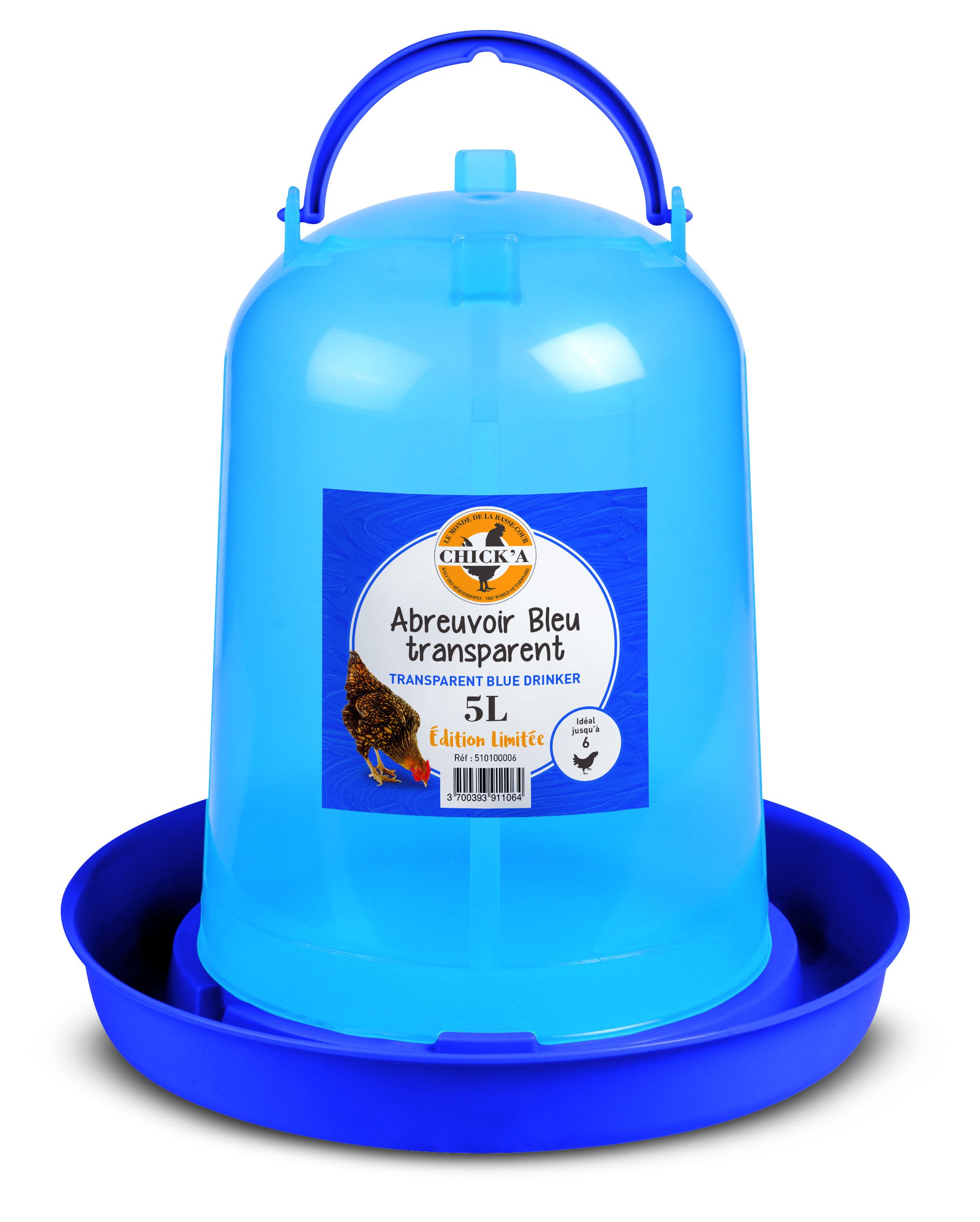 Blue transparent drinker 5L