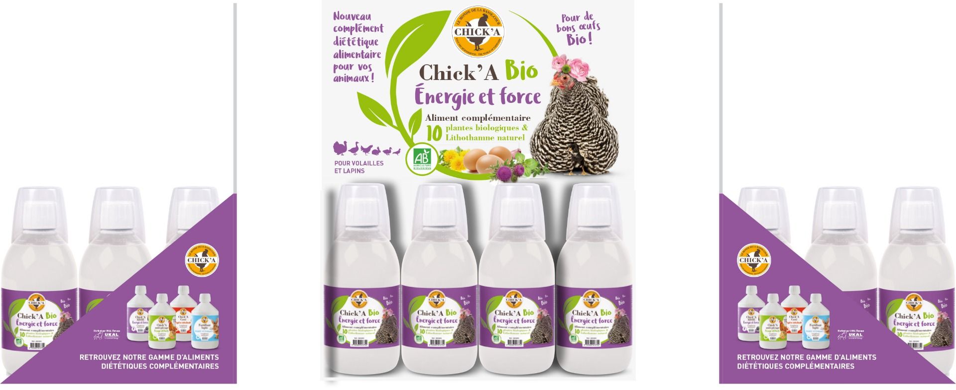 Présentoir de comptoir CHICK'A Energie et Force Bio