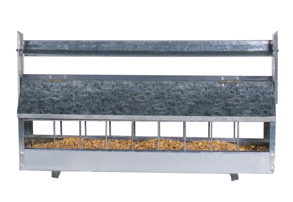 Mangeoire à toit à rouleau tournant en acier galvanisé 4,2 L pour 15 poules