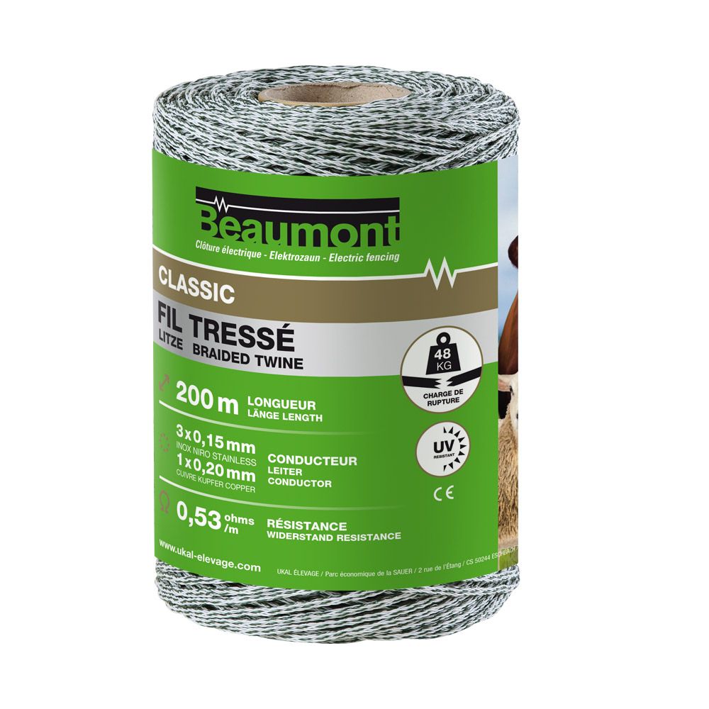 Fil tressé blanc et vert 200m CLASSIC