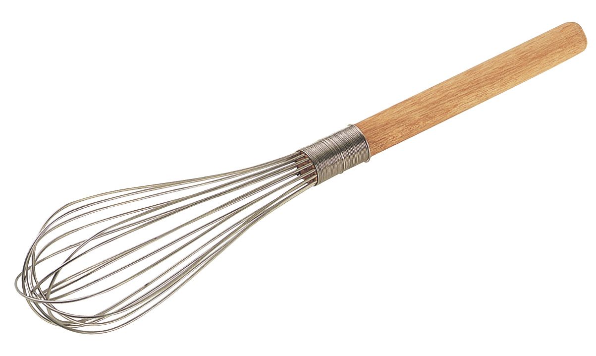 Fouet à lait en fil etamé et manche bois 40 cm