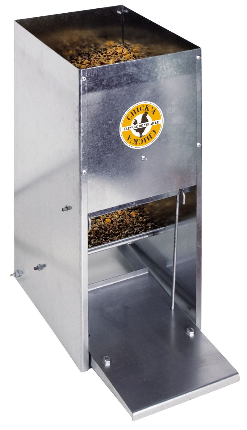 Mangeoire à trémie anti-nuisibles en acier galvanisé 30 L pour 20 poules