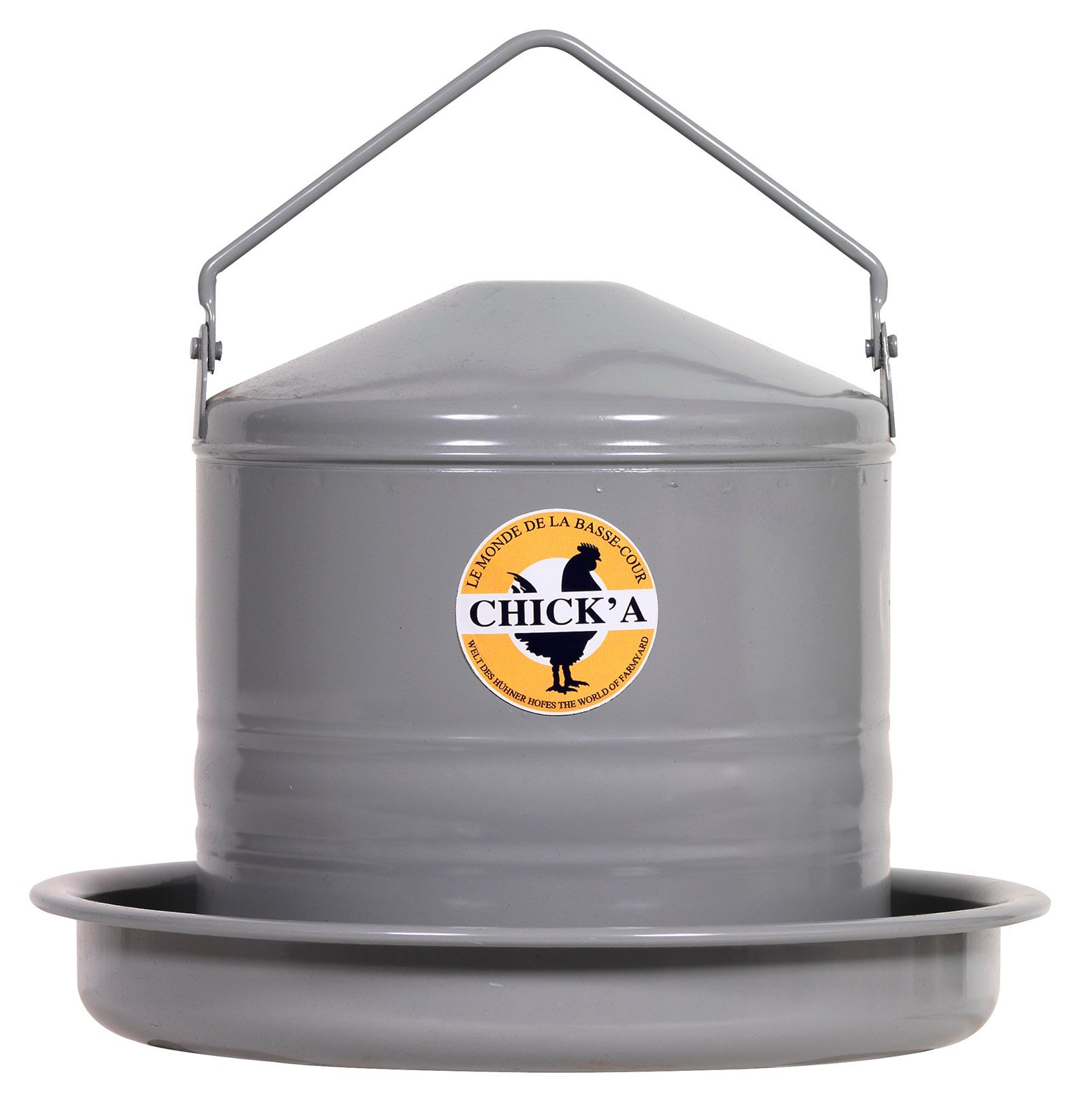 Abreuvoir en métal gris 3L