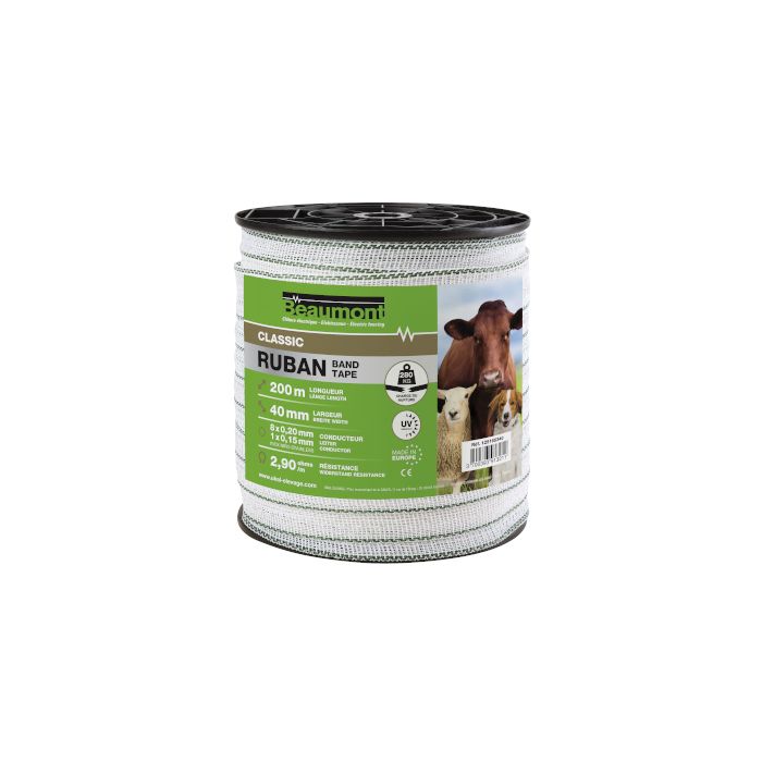 Ruban blanc et vert 40mm / 200m CLASSIC