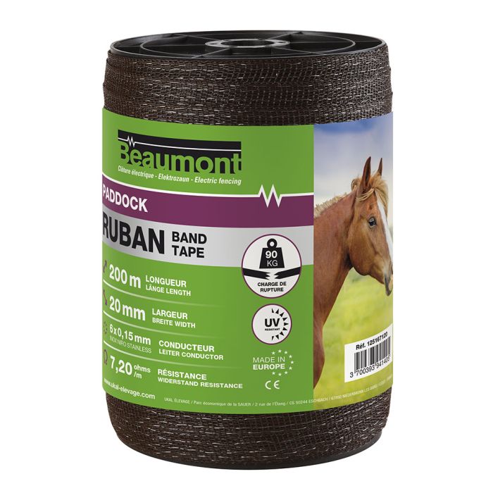 Ruban marron 20 mm / 200 m PADDOCK
