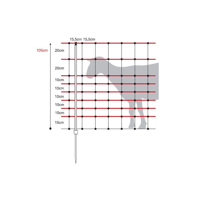 Filet pour chèvres 50 m, h 105 cm, double pointe horinetz