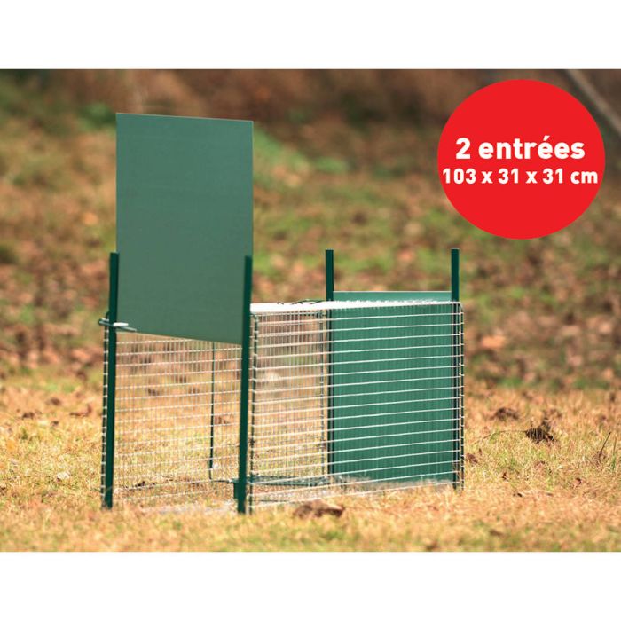 Boîte à fauve avec porte à glissière, 2 entrées, 103 x 31 x 31 cm - BOXTRAP