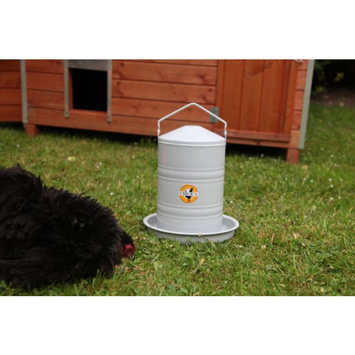 Abreuvoir métal en tôle émaillé gris basse-cour