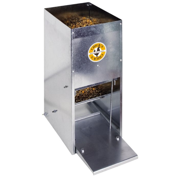 Mangeoire à trémie anti-nuisibles en acier galvanisé 30 L pour 20 poules